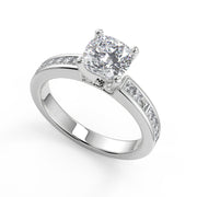 Melanie Channel Set 4 Prong Cushion Cut Diamond Engagement Ring - Nivetta